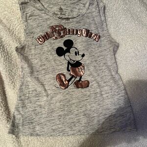 Disney Gray Tank with Metallic Rose Gold Mickey Graphic